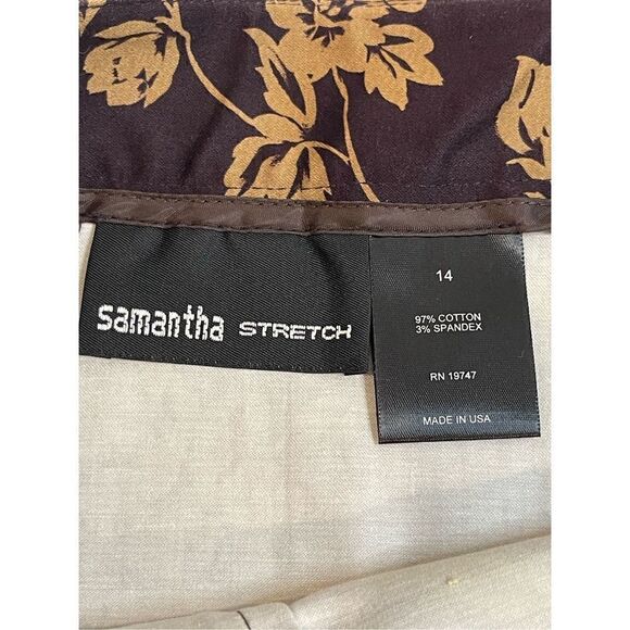 Samantha stretch women’s brown floral pencil skirt size 14 - Picture 5 of 6